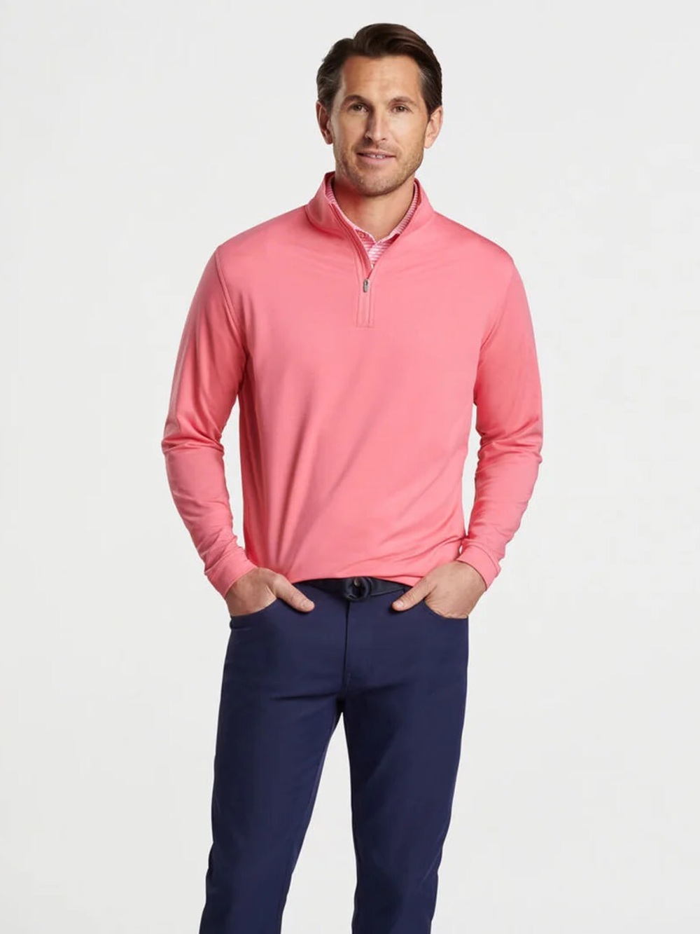 Peter Millar Perth Mélange Performance Quarter-Zip in Hula Pink